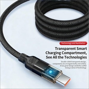 Câble de charge rapide magnétique USB-C vers USB-C 60W PD Premium, tressé en nylon, avec lumière, pour appareils mobiles - Product Image 2