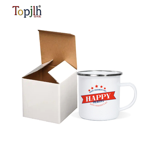 Topjlh Nhà Máy Giá Thăng Hoa Khoảng Trống Men Cốc 12 Oz Thép Không Gỉ Cốc Trắng Bia Cốc Tùy Chỉnh In Với Bạc Rim - Product Image 1