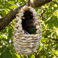 Nichoir ovale en herbe tressée pour oiseaux - Nid ovale pour oiseaux