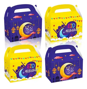 12 paket Eid Mubarak tedavi kutuları ramazan kağıt şekerleri güzellikler kollu kutular çocuklar için mutlu al-fitr Eid hediye kutuları Y964