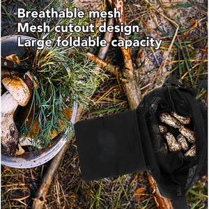 Sac de cueillette en maille pour l'extérieur, noir, pliable, grande capacité, sac de rangement à bandoulière pour la cueillette de champignons et de fruits, portable - Product Image 2
