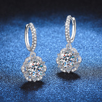 Bijoux hypoallergéniques 925 argent Sterling plaqué Pt950 boucles d'oreilles sac rond 2 carats D couleur Moissanite boucles d'oreilles pour les femmes