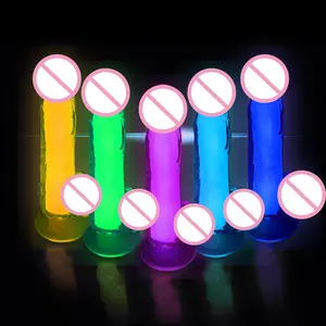 New Arrival Luminous Penis G Spot Clitoris Stimulating Anal Butt Plug Double Layer Dildo Dick Toys Sex Adult