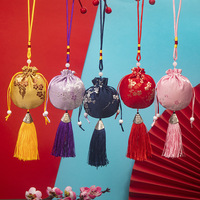 Pochette de fêtes du Dragon, sachet d'encens à l'armoise, pendentif de voiture, pochette portable, style antique, brocart fleur de prunier, dentelle