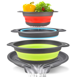 Foldable Drain Basket With Base Food Filter Collapsible <b>Colander</b> For Kitchen Use - Product Image 5
