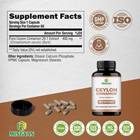 Capsules de cannelle de Ceylan de qualité GMP, fabrication OEM/ODM, soutien antioxydant, complément alimentaire pour la santé digestive, compléments de cannelle pour femmes et hommes