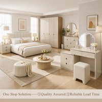 Table de toilette avec miroir et tiroirs, laque brillante beige champagne, miroir à perles de cristal, 8 tiroirs