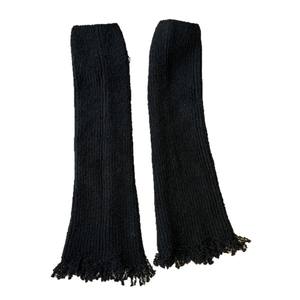 Осенне-зимний комплект теплых вязаных гетр с микро-расклешением и бахромой из полиэстера, акрила и спандекса, мягкий и приятный для кожи - Product Image 6