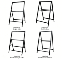 Stand Poster Lipat Luar Ruangan A-Frame Heavy Duty Ramah Lingkungan 24 X 36 Inci Berbahan Logam Krom, Modern, Dua Sisi, Portabel