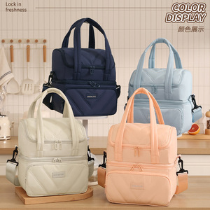 New Fashion Thickened Polyester Picnic Double Layers Soft <b>Cooler</b> Lunch <b>Bag</b> Water Resistant Reusable Durable Eco-Friendly - Product Image 2