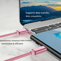 Kabel Pengisi Daya Cepat Nylon Kepang Grosir Pabrik 1m/2m/3m USB a ke Tipe C untuk iPhone Huawei Smartphone Android