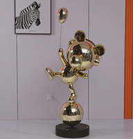 Lampadaire Ours Nordique Moderne Électroplaqué, Grande Sculpture Artistique pour Salon, Décoration Intérieure, Luminaire Statuaire