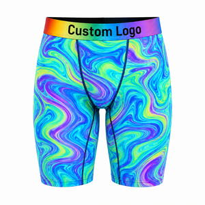 Culotte longue femme Sapphic Queer à motif holographique tourbillonnant, ceinture arc-en-ciel, logo personnalisé, douce et extensible, vente en gros OEM, <span class=keywords><strong>sous</strong></span>-vêtements féminins Pride - Product Image 1