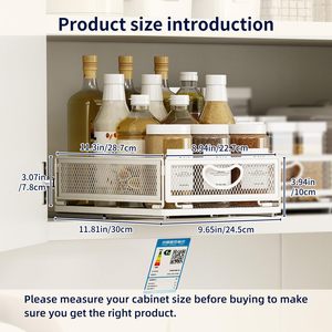 Organisateur de placard de cuisine pliable et empilable avec panier coulissant pour épices et bouteilles - Product Image 4