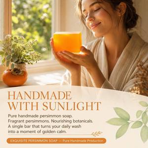 <span class=keywords><strong>Savon</strong></span> au lait de chèvre au kaki exquis, fait main, naturel, éclaircissant, nourrissant, hydratant, doux pour le visage et le corps, végétalien, OEM - Product Image 1
