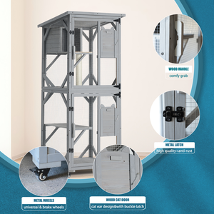Luxury 4-Tier Pet Fence <strong>Cat</strong> House with Removable Floor Scratching Post Large Outdoor Enclosure with 4 Wheels for Catio Patio - Product Image 5