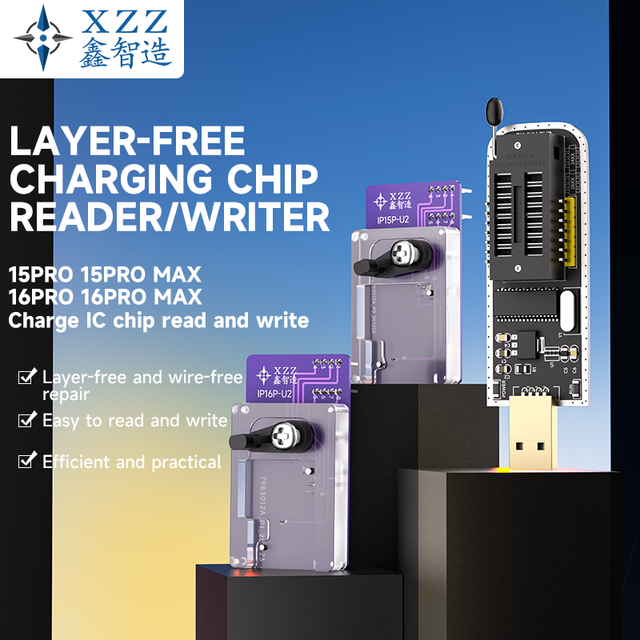 XZZ U2 Charging IC Programmer Layer-Free Wire-Free Read Write Fixture iPhone 15 16 Pro Max Repair Tool