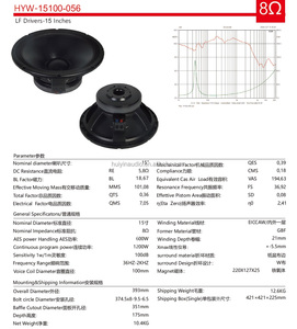 <span class=keywords><strong>Altavoz</strong></span> de Audio Profesional de <span class=keywords><strong>15</strong></span> Pulgadas, 600W RMS, Bobina de 4 Pulgadas, Cono de Papel, Ferrite 15100-056, para Sistemas Line Array - Product Image 5