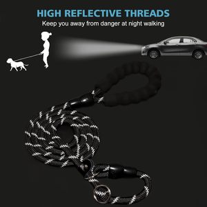 Guinzaglio per Cani in Nylon Jacquard ad Alta Visibilità Riflettente a Spina di Pesce, Alta Tenacità, per Animali Domestici Grandi, Medi e Piccoli, con Impugnatura Regolabile e Confortevole - Product Image 4