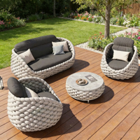 Ensemble de jardin moderne en métal de style nordique, chaise, canapé, table basse - résistant à l'eau, protection solaire, rotin tissé, multifonctionnel