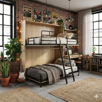 Lit superposé invisible pour petits appartements, lit mural double multifonctionnel, lit pliant Murphy pour enfants