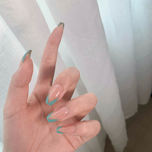 Faux ongles tendance à presser, 24 pièces, longs, forme cercueil, <span class=keywords><strong>French</strong></span> <span class=keywords><strong>manucure</strong></span>, motif damier, réutilisables pour le streetwear et les soirées - Product Image 5