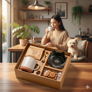 <span class=keywords><strong>Coffret</strong></span> cadeau pour les amoureux des chats, comprenant une tasse en céramique, un bol pour <span class=keywords><strong>chat</strong></span>, une cuillère dorée, du café gourmet, pour offrir en cadeau aux propriétaires d'animaux - Product Image 5