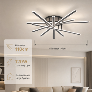 Modern Geometric Surface Mount <b>Ceiling</b> <b>Light</b> 120W Acrylic Iron <b>Remote</b> Dimmable Tri Color For Living Room Bedroom - Product Image 3