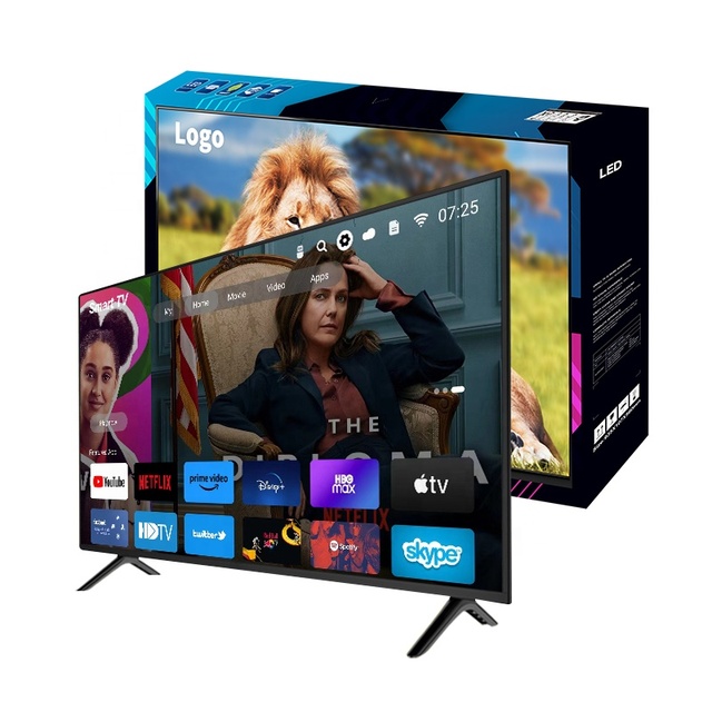 Wholesale Logo Customized 43 Inch TV Flat Screen 4K Televisions Black 43 Inch Android Smart TV