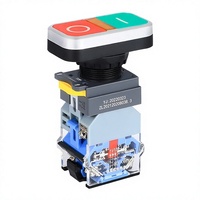 Interrupteur à réinitialisation automatique double position Yijia YJ139-LA38-11D, boutons poussoirs carrés rouge et vert 22mm, éclairage LED 10A normalement ouverts