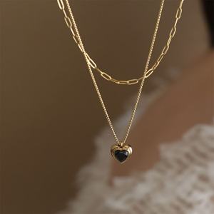 Collares de Joyería Fina con Corazón Chapado en Oro de 18k, Elegantes y Resistentes a la Decoloración, Collares con Colgante de Acero Inoxidable para Mujer - Product Image 1