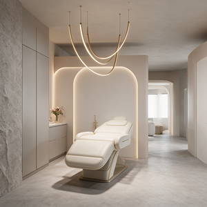 Muebles Completos para Salón de Belleza con Renderizado 3D Personalizado, Muebles Modernos de Estilo Minimalista Crema para Recepción y Sala de Espera de Spa - Product Image 3