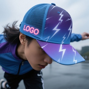 Custom Lightning Printing Embroidery Logo 5-Panel Sporty Baseball <b>Cap</b> with Custom Pattern and Canvas Fabric - Product Image 2