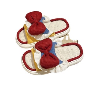 Custom Bow for Slippers for Women Fashionable Cushioned EVA Outsole Soft Open Toe Indoor/Outdoor/Beach Flat Shoes for Winter - Product Image 1