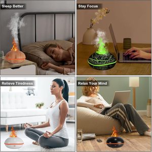 Humidificateur à brume fraîche en gros, diffuseur, diffuseur d'arômes, lampe humidificateur 3D effet flamme, diffuseur d'arômes, humidificateur de bureau, lumière de flamme - Product Image 5