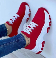 Collection Européenne et Américaine 2024 : Baskets décontractées à lacets pour femme, style marche, semelle épaisse, coupe basse