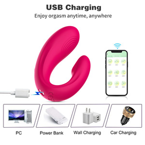 Jouet sexuel pour adultes, vibrateur portable en forme de U, contrôlé par application, stimulateur clitoridien et du point G, double moteur, silicone, vente en gros pour les couples - Product Image 3