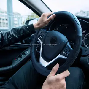 MELCO Capa respirável para volante de carro para homens e mulheres, preto/preto, 15-16 polegadas de diâmetro, capa para volante BMW