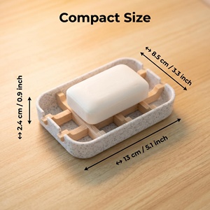 Sin Plástico, Superventas, Promocional, Jabonera de Fibra de Bambú Natural con Bandeja de Drenaje para Baño y Ducha - Product Image 5