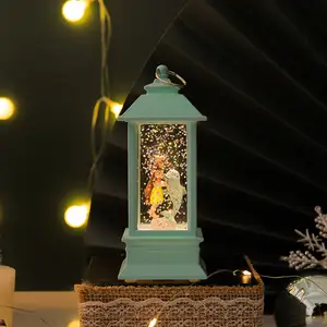 2023 New Gifts Festival Decoration Supplier Small Lamp Cartoon Glitter Lighting Musical Snow Lantern