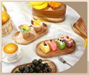 Platos de madera de acacia de nogal negro de haya de ébano con forma ovalada Rectangular decorativa de estilo japonés hecha a mano <span class=keywords><strong>para</strong></span> servir - Product Image 1