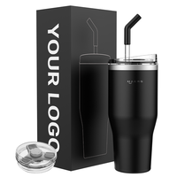 Logo personnalisé gravé au laser en acier inoxydable 32oz 40 oz mugs gobelet vierge avec sublimation avec couvercle en paille