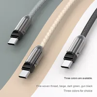Nouveau câble de charge tressé anti-perte 2-en-1 5A charge rapide 2A fonctions compatibles iPhone 15 PD 60W câbles de données en nylon