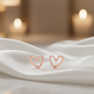 Ladycrow E3193 Boucles d'oreilles en or rose avec diamants en forme de cœur pour femmes, bijoux fins romantiques à porter au quotidien - Product Image 2