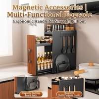 Meuble de rangement de comptoir de cuisine stable, étroit, coulissant, à double niveau, étanche et anti-poussière, pour vaisselle