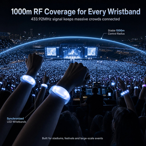 Bracelet LED <span class=keywords><strong>en</strong></span> silicone synchronisé par DMX, bracelet lumineux RF RGB, logo personnalisé pour concert, événement, fête, vente <span class=keywords><strong>en</strong></span> gros - Product Image 2