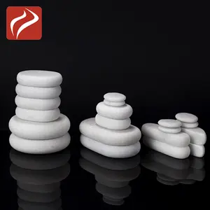 White Color Oval Shape Energy Cold Marble Spa Body Massage Stone For Sale