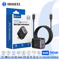 Chargeur GaN 20W TikTok Hot, mini chargeur mural Type-C, charge rapide PD, adaptateur de voyage FCC CE pour téléphone, tablette, kit de câbles de charge