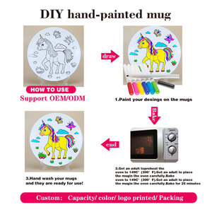 Peignez votre propre tasse et assiette en céramique à café bricolage peint à la main non peint pour enfants - Product Image 3