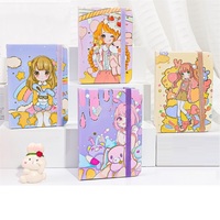 Carnet de notes/agenda de poche en cuir/PVC à spirale, motif dessin animé mignon, format étudiant, 7,5x10,5 cm, 80 feuilles imprimées, vente en gros